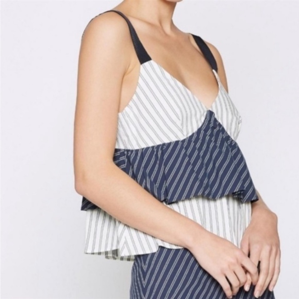 JOIE Blue Marjie Top in Dark Navy & porcelain - Picture 4 of 12